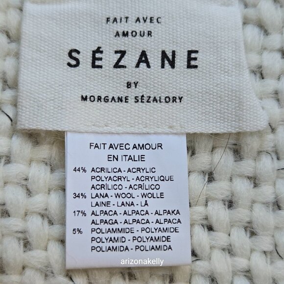 Sézane Scarf Tweedy Chunky Plaid Wool Alpaca - Picture 3 of 16